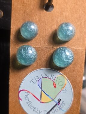 Turquoise Glass Stud Earrings - Set of 4